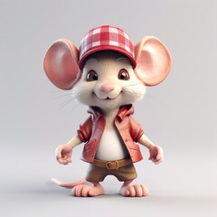 Colorful Background with Playful 3D Mouse: Funny Cartoon Character,generative AI