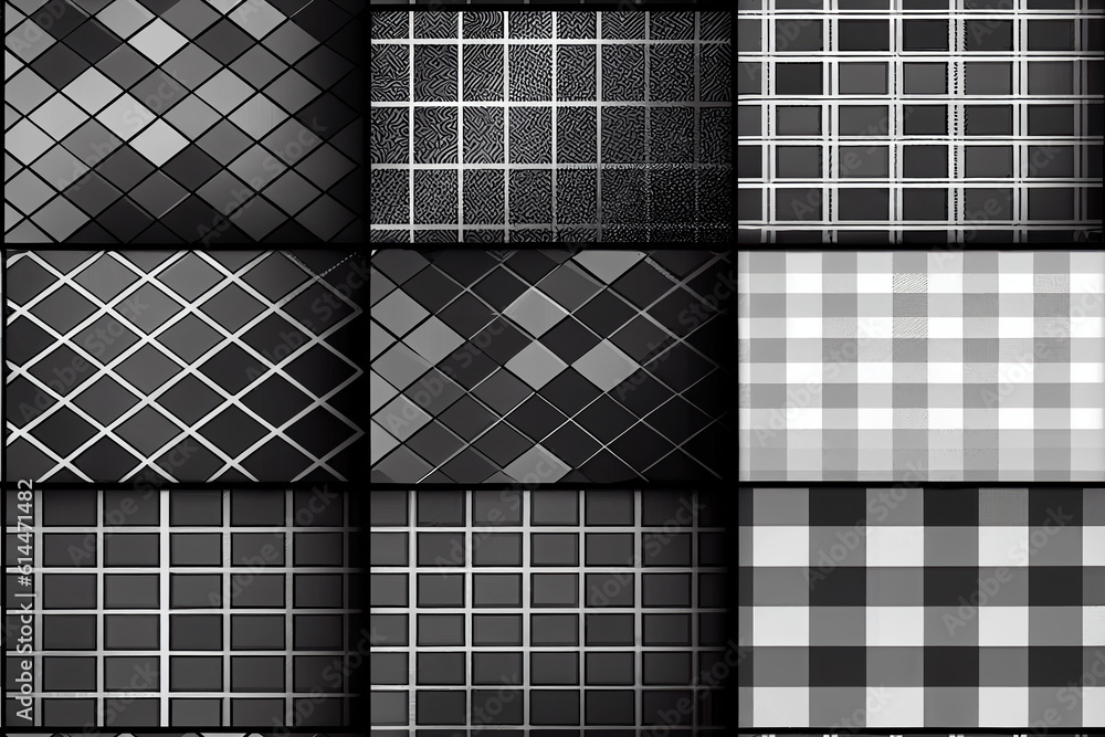 Poster tile. set of black and white geometric seamless patterns. generative ai