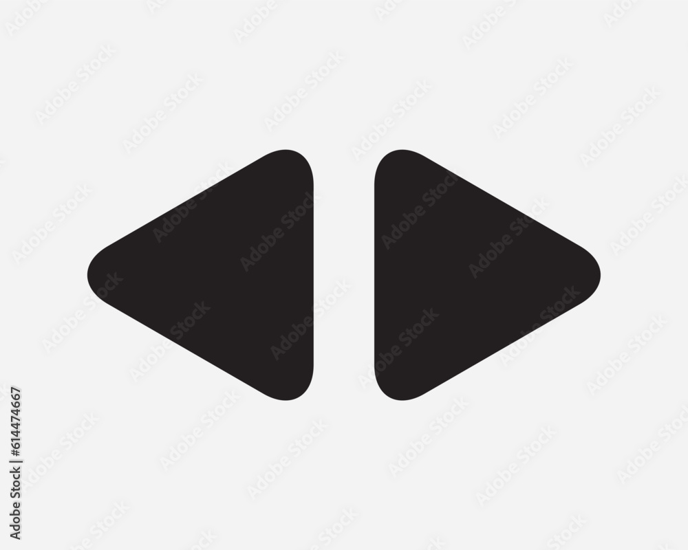 Poster left right triangle arrow icon forward backward next skip back previous two 2 black white sign symbo