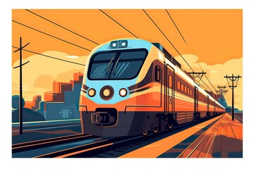 Fototapeta na wymiar Train Illustration. Transportation illustration. Generative AI 