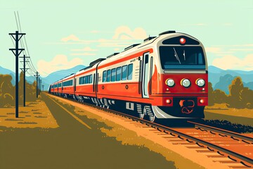 Obraz premium Train Illustration. Transportation illustration. Generative AI 