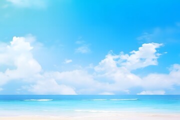 Obraz premium Beautiful beach and blue sky. ocean. seascape. Summer Sun Clean Air. generative ai
