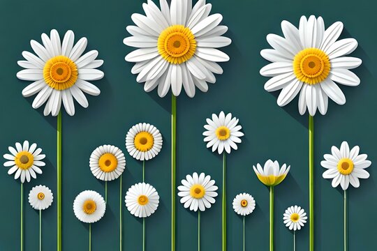 Daisies On White Background