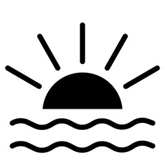 Sunset Glyph Icon Style 