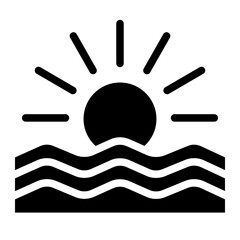 Sunset Glyph Icon Style 