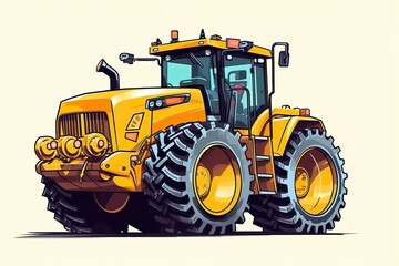 Wheel Buldozer Illustration. Transportation illustration. Generative AI
