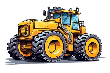 Wheel Buldozer Illustration. Transportation illustration. Generative AI
