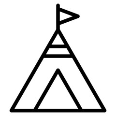 Camping Tent Line Icon Style