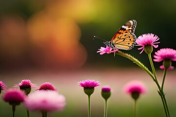 Fototapeta na wymiar butterfly on a flower by Ai generative