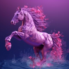 Obraz na płótnie Canvas Fantasy horse with violet flower