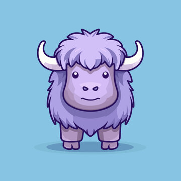 recommend clip art: Buffalo. Cute little cartoon kawaii anime character. domestic Pet. wild  Animal. Flat vector illustration clipart for children