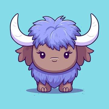 recommend clip art: Buffalo. Cute little cartoon kawaii anime character. domestic Pet. wild  Animal. Flat vector illustration clipart for children