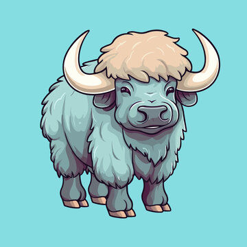 recommend clip art: Buffalo. Cute little cartoon kawaii anime character. domestic Pet. wild  Animal. Flat vector illustration clipart for children