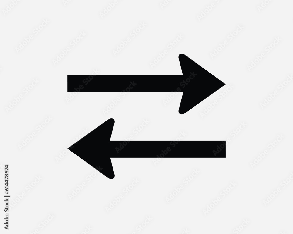 Poster right and left arrow icon. direction navigation previous next two double opposite exchange black whi