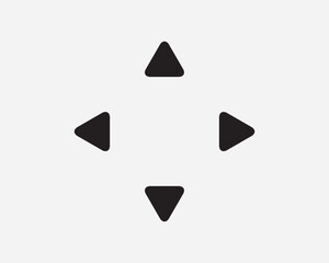 Up Down Left Right Arrow Icon. Four Direction Navigation Zoom In Out Triangle Black White Sign Symbol Illustration Artwork Graphic Clipart EPS Vector