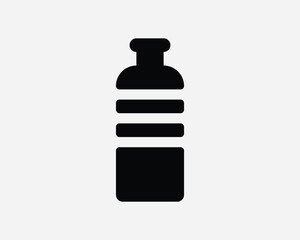 Water Bottle Icon. Plastic Beverage Container Packaging Soda Cola Juice Milk. Black White Sign Symbol Illustration Artwork Graphic Clipart EPS Vector