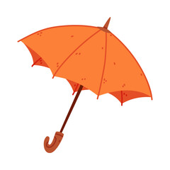Open Orange Umbrella for Autumn Rainy Weather Vector Illustration