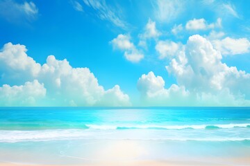 Obraz premium azure color sea and cloudy sky. Beautiful tropical beach abstract background. generative ai