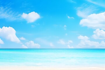 Naklejka na ściany i meble azure color sea and cloudy sky. Beautiful tropical beach abstract background. generative ai