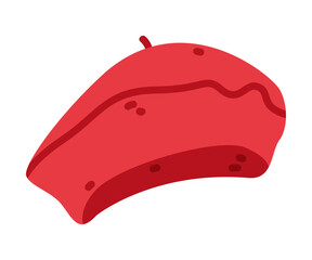 Red Beret as Warm Autumn Head Wear Vector Illustration
