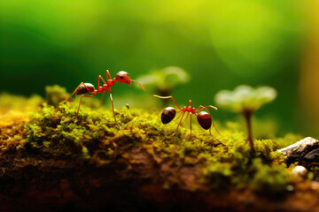 Microscopic Explorers: Ants Roaming the Foliage. Generative AI