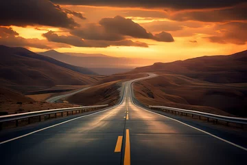 Foto op Plexiglas A winding road in the mountains. AI technology generated image © onlyyouqj