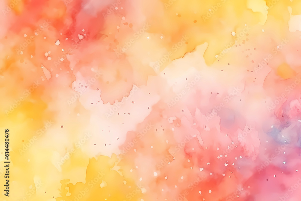 Wall mural light yellow and red watercolor space background. view of universe with copy space. nebula illustrat