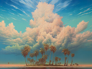 Obraz premium beach and palms background,this design was generated by an artificial intelligence