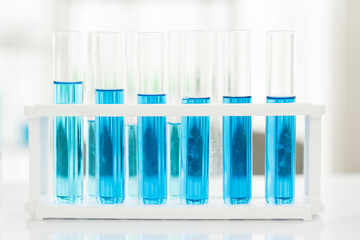 Glasswares objects and microscope in laboratory. Science and education. Scientific experiment, Researcher, Research concept