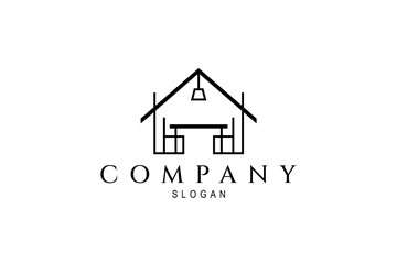 Fototapeta premium furniture interior design logo with line art style