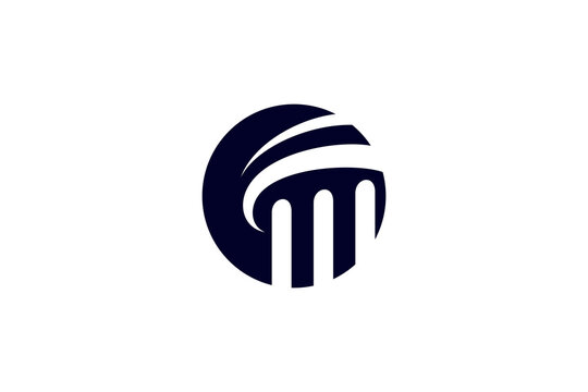 Pillar design logo template in circle shape