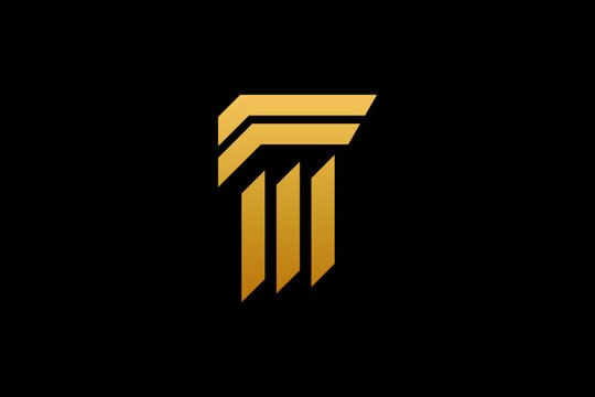 Column pillar logo design with luxury golden color