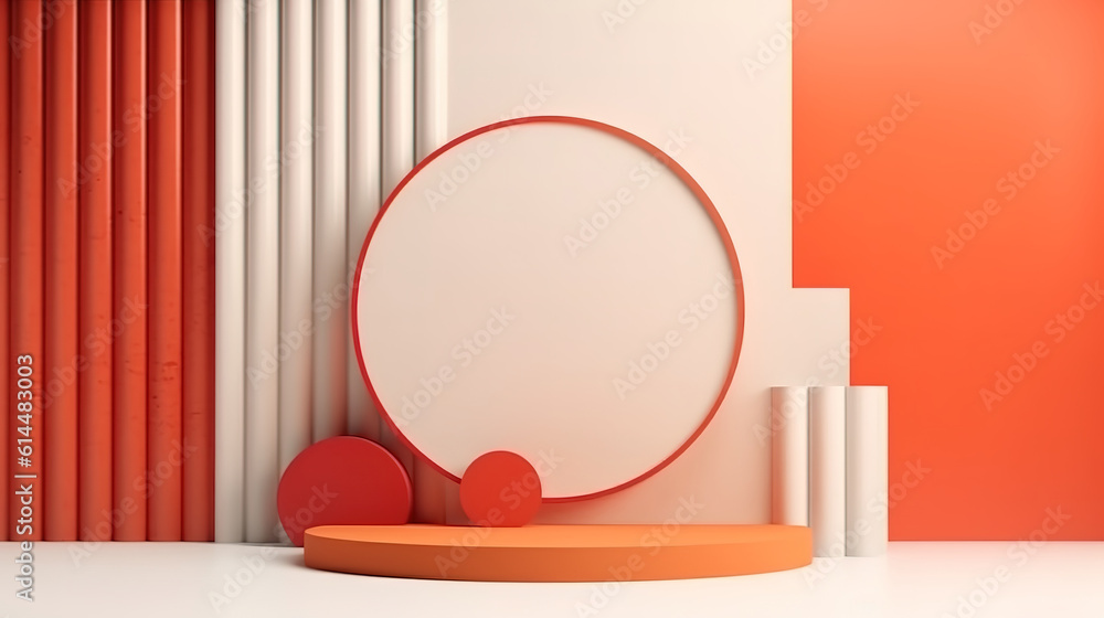 Poster 3d rendering abstract platform, minimal pastel podium display scene. generative ai