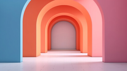 portal, arch columns inside empty wall. Modern minimal concept. Generative Ai