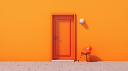 pale orange door. Generative Ai