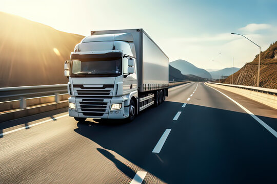 The truck is driving on the highway. AI technology generated image