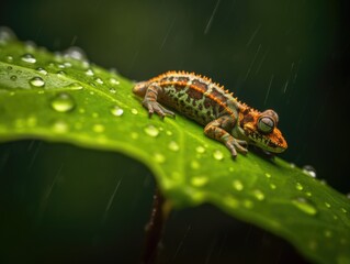 Dewy Upside-Down Gecko in Ecuadorian Rainforest