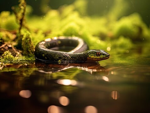 Rainforest Serpent on Amazon Pond
