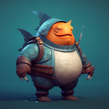 Obese shark war force human style Generative AI