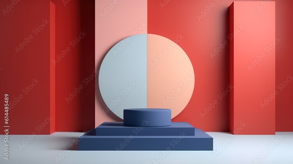 Aufkleber product display podium with pink abstract background. 3d rendering. generative ai