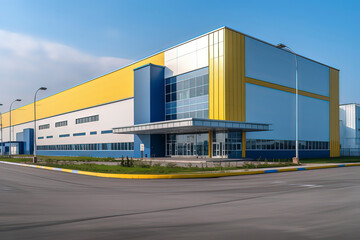 Fototapeta na wymiar Modern logistics warehouse building structure. AI technology generated image