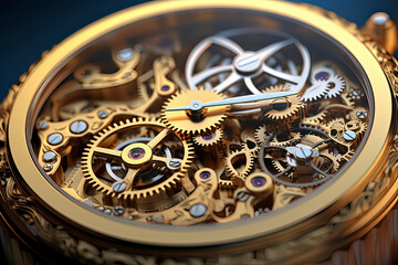 Obraz premium Close-up of Clock Gear. AI technology generated image