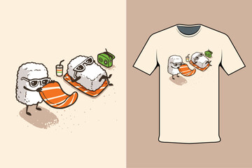 t shirt design concept summer sushi