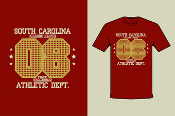 Inscribed tshirt design south carolina athletic dept, t-shirt template typography.