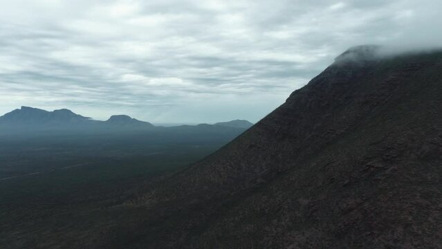 Australian mountain range. Bluff Knoll mountain in Stirling Range National Park. Aerial view from drone 4K.