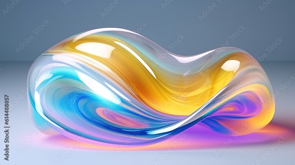 Poster glass abstract wave, floating liquid design element, caustic gradient wavy. generative ai