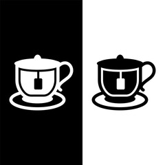 black and white tea cup icon