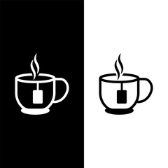 black and white tea cup icon