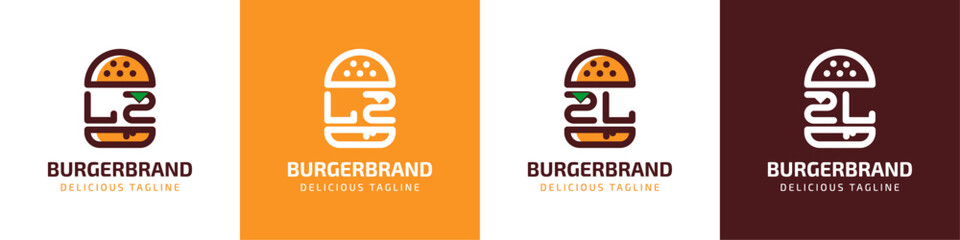 Letter LZ and ZL Burger Logo, suitable for any business related to burger with LZ or ZL initials. - obrazy, fototapety, plakaty