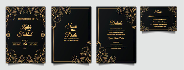 elegant wedding invitation cards set